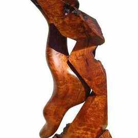 Daryl Stokes: 'Second Nature', 2010 Wood Sculpture, Abstract. Artist Description:  Dramatic abstract redwood sculpture composed of two similar yet contrasting entities that mimic each other. The dominant smooth sensuous form appears to emerge from its angular geometric counterpart. Although they are somewhat congruent in form, each entity is quite unique in character creating sharp visual contrasts. The theme ...