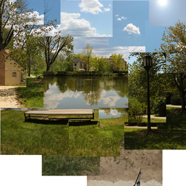 Shannon Parks: 'pondside', 2021 Digital Photograph, Landscape. Artist Description: Inspired by David Hockey, I created a landscape by combining multiple photos into one...