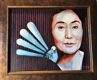 Artist: Gil Garcia - Title: yoko ono and the peace dove - Medium: Oil Painting - Year: 2019