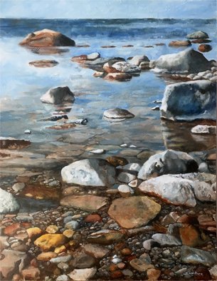 Artist: Thor-leif Strindberg - Title: shore at the island of Öland - Medium: Acrylic Painting - Year: 2017