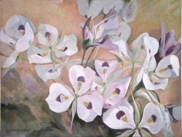 Artist Sue Jacobsen. 'A Profusion Of Sego Lilies' Artwork Image, Created in 1996, Original Painting Acrylic. #art #artist