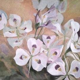 Sue Jacobsen: 'A Profusion of Sego Lilies', 1996 Oil Painting, Landscape. Artist Description: We measure good and less- good summers by the quantity of wildflowers in our wild places. This particular year was a great for Sego Lilies....