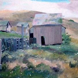 Sue Jacobsen: 'Pierce Ranch at Pt Reyes', 1997 Oil Painting, Landscape. Artist Description: Point Reyes National Seashore in Northern California is microcosm of life and open spaces before the Statebecame overpopulated. The viual oppor- tunities are endless.  ...