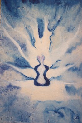Nandita Kumar: 'shantih', 2012 Watercolor, Meditation.  peace emitted from within to spread in various directions ...