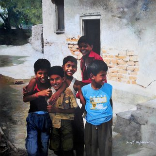 Sunil Shegaonkar: 'RELIGION OF NATURAL FRIENDSHIP', 2016 Acrylic Painting, Children.   THIS PAINTING HAVING THE SUBJECT OF TRUE CHILDNESS. VERY REAL ART. ACRYLIC ON CANVAS.  ...
