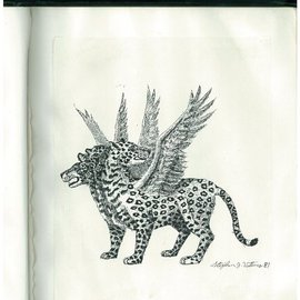 Stephen Vattimo: 'Vision Of The Four Beast Leopard', 1987 Pen Drawing, Biblical. Artist Description:  Medium : Pen and Ink on Bristol Board.Size  :  11
