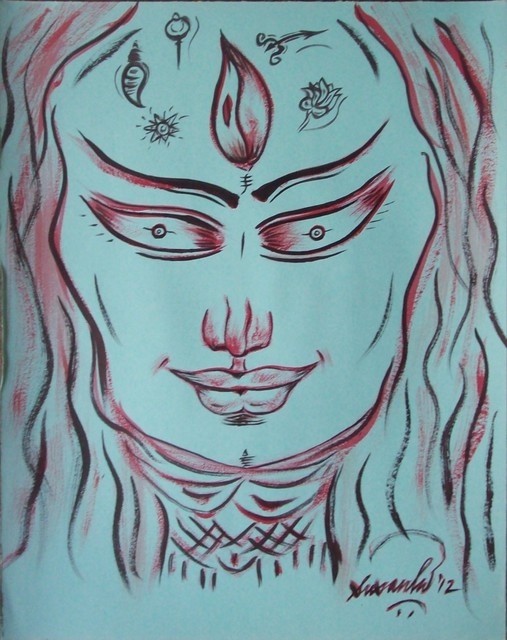 Artist Susanta Das. 'Durga' Artwork Image, Created in 2012, Original Painting Acrylic. #art #artist