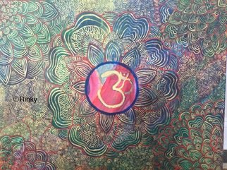 Sushree Choudhary: 'om', 2018 Acrylic Painting, Meditation. The power of Om. . . .Om serves to open and clear the mind for meditation.It brings about an ascension and expansion of our energy. ...