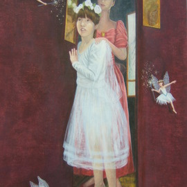 Suzan Fox: 'Beguiled Ballerina', 2007 Tempera Painting, Fantasy. Artist Description:  Painted in Egg Tempera ...