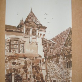 Iuliana Sava: 'Old castle from Pelisor Sinaia Romania', 2008 Other Drawing, Culture. Artist Description:  Drawing ink on paper, size 21x29cm, 2008. Post i pay. ...