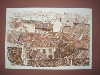 Iuliana Sava: 'View from above Sighisoara Romania', 2008 Other Drawing, Culture.  Drawing pen on paper, size 29x21cm, 2008. Post i pay. ...