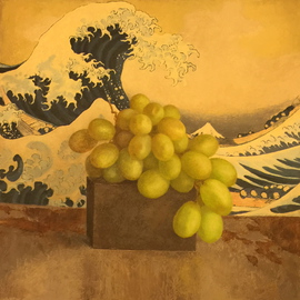 Sofia Wyshkind: 'Katsushika Hokusai and grape', 2000 Oil Painting, Travel. Artist Description:  The wave and grape ...