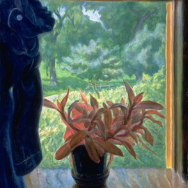 Sofia Wyshkind: 'Red Plant', 1985 Oil Painting, Still Life. 