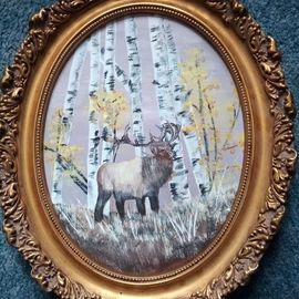 Sybil Fulk: 'elk in forest', 2020 Acrylic Painting, Animals. Artist Description: This is an adult elk in a forest. Elk are beautiful and majestic, and I love to see them in their own habitat. I respect them, and what they bring to the world, and could never hurt them. A percentage of proceeds will go to the care and ...