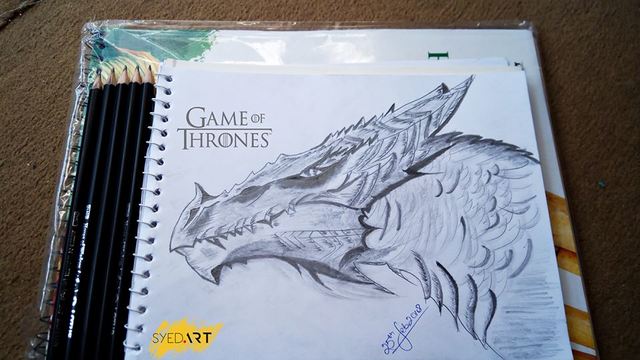 Artist Syed Waqas  Saghir. 'Game Of Thrones Dragon' Artwork Image, Created in 2018, Original Drawing Charcoal. #art #artist