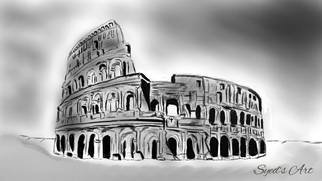 Syed Waqas  Saghir: 'rome digital sketch', 2018 Charcoal Drawing, History. Rome Colosseum Digital Sketch Powered by Syed Art...