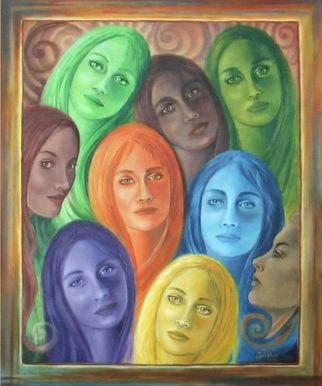 Sylvia Kula: 'Serene Sisters', 2006 Acrylic Painting, Portrait. Original painting, acrylic on canvas, signed, size 500x600mm, 17mm deep. NZD $18,500. 00. One of the Top 50 Most Frequently Selected Works Added to Favourites by visitors, from 3016 artworks submitted by 3016 artists from all over the world during the Round 5 Showdown in November 2008 at the ...