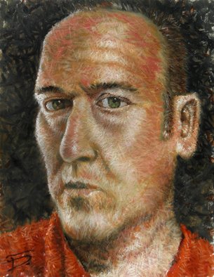 Tal Dvir: 'Self Portrait', 2015 Oil Painting, Animals.      figure, oil, canvas, portrait, face, man    ...