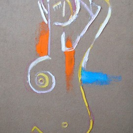 Najmaddin Huseynov: 'Model', 2011 Oil Painting, Abstract Figurative. Artist Description:  Cardboard, on oil       ...