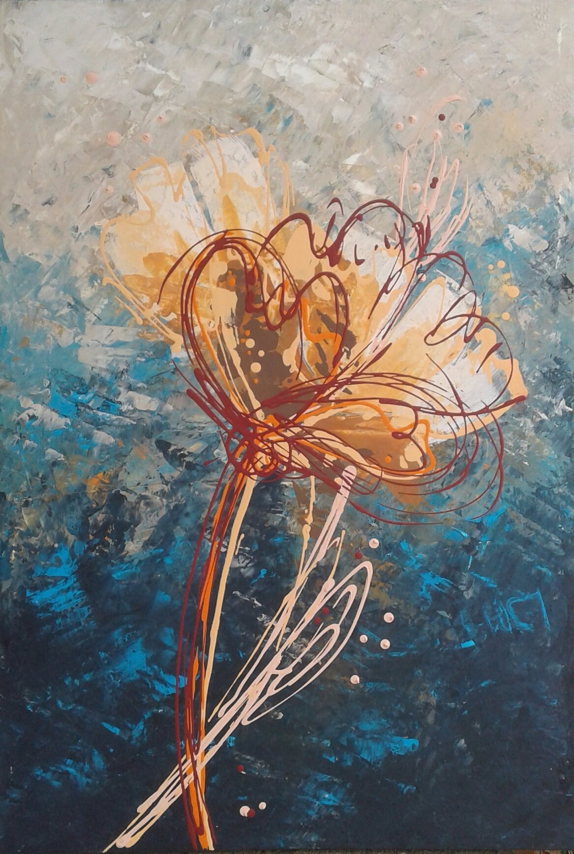 Tatsiana Yukhno: 'flowers', 2017 Acrylic Painting, Botanical. Original hand artwork on canvas...