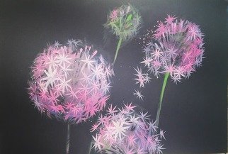 Tatsiana Yukhno: 'pink onion', 2018 Acrylic Painting, Botanical. Acrylic painting on wood panel ...