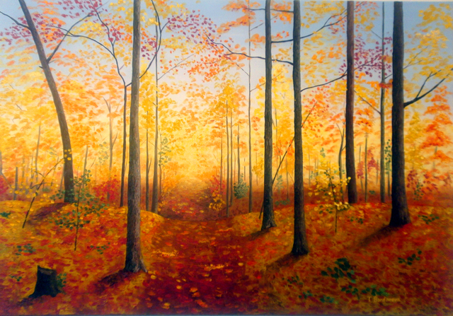 Artist Tatyana Bondareva. 'Autumn Forest' Artwork Image, Created in 2012, Original Painting Other. #art #artist
