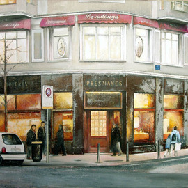 Tomas Castano: 'Presmanes', 2007 Oil Painting, Cityscape. Artist Description:   Old jewelry in Santander Spain  ...