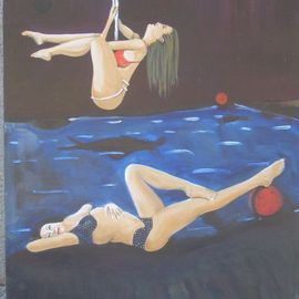 Terry Matarelli: 'hang', 2007 Oil Painting, Abstract Figurative. Artist Description:  girls at play ...