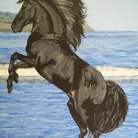 Teresa Peterson: 'Black Stallion', 2005 Acrylic Painting, Animals. Artist Description:   horse, animals, stallion,    ...