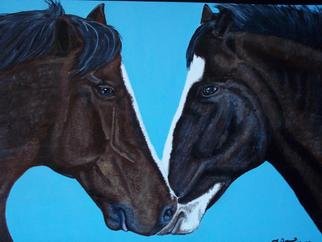 Teresa Peterson: 'Horses in Love', 2005 Acrylic Painting, Animals.    painting, acrylic, animals, horses,            ...