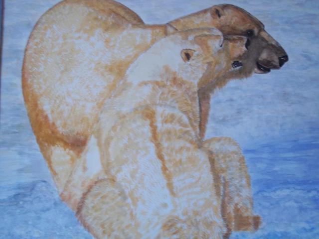 Artist Teresa Peterson. 'Polar Bears' Artwork Image, Created in 2005, Original Painting Ink. #art #artist