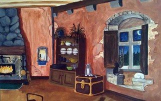 Terri Cabral: 'cats at home', 2016 Acrylic Painting, Home. A cozy cottage filled with cats. ...