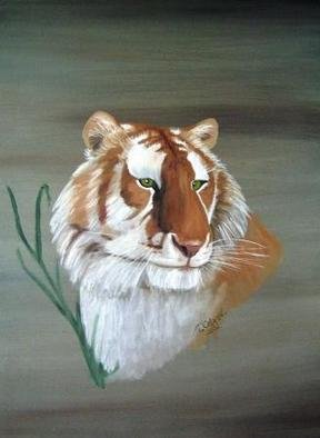 Terri Cabral: 'rhama', 2004 Oil Painting, Animals. A rare Golden Tabby Tiger named Rhama. ...