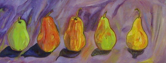 Artist Terri Higgins. 'October Pears' Artwork Image, Created in 2002, Original Watercolor. #art #artist