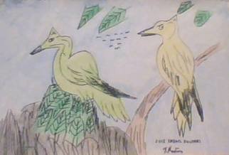 Artist: Themis Koutras - Title: 2 birds nest time - Medium: Watercolor - Year: 2019