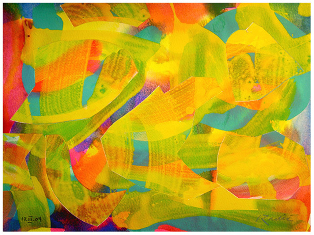 Artist Theo Radic. 'Rainbow Mood' Artwork Image, Created in 2005, Original Printmaking Woodcut. #art #artist
