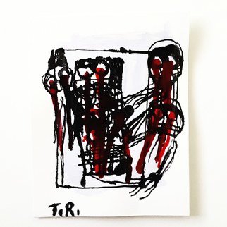 Thomas Riesner: 'kunst und psychiatrie', 2019 Ink Drawing, Abstract. Outsider art ...