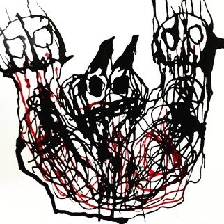 Thomas Riesner: 'kunst und psychiatrie', 2019 Ink Drawing, Abstract. Outsider art ...