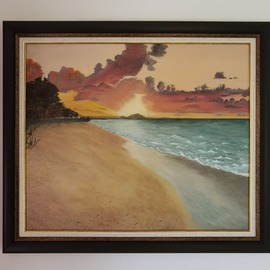 Tihomir  Vachev: 'ocean sunset', 2020 Oil Painting, Landscape. Artist Description: The painting was inspired by a real place...