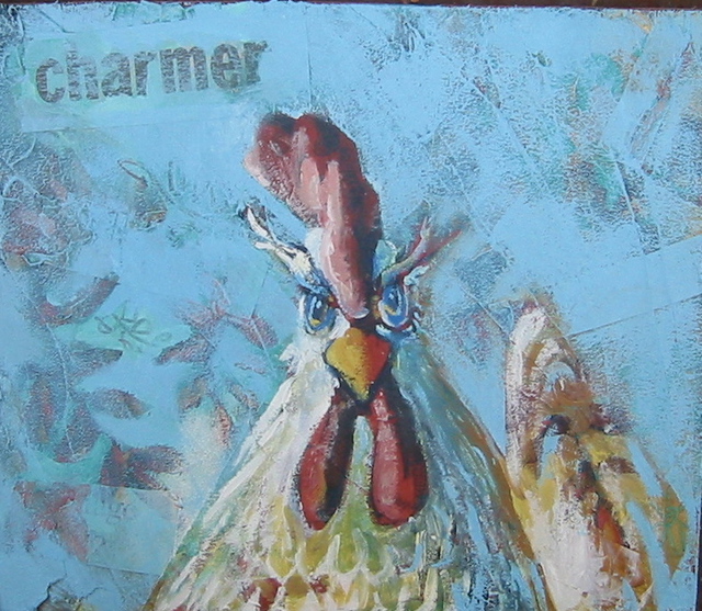 E. Tilly Strauss  'Charmer, Rooster Eyes', created in 2008, Original Mixed Media.