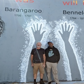 Tim Guider: 'Our Original Heroes mural', 2022 Mixed Media, Activism. Artist Description: Recently Tim was able to create this mural in our new Prime Minister s electorate at the corner of Parramatta Rd and Crystal St Petersham, close to the Sydney CBD.  He collaborated with Aboriginal artist Frank Wright.  The mural features portraits of Barangaroo and Bennelong, two well- known ...