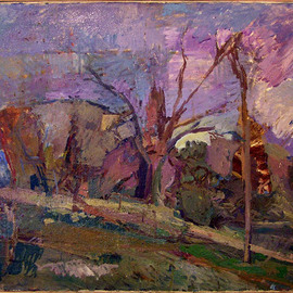 Timothy King: 'Autumn Tulsa Arboretum', 1985 Oil Painting, Abstract Landscape. 