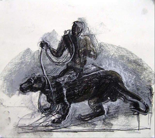 Timothy King  'Dogmatic Rider 1', created in 2004, Original Pastel Oil.