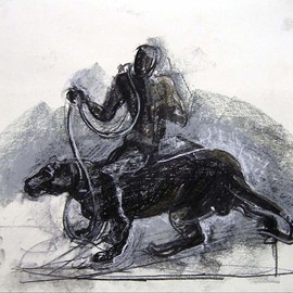 Timothy King: 'Dogmatic Rider 1', 2004 Pastel, Satire. 