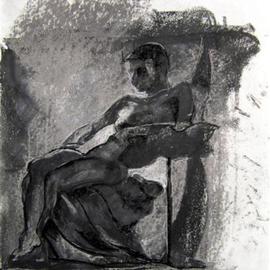 Timothy King: 'Female Nude Seated', 2006 Charcoal Drawing, nudes. 
