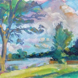 Timothy King: 'Fox River St Charles', 2007 Pastel, Abstract Landscape. 