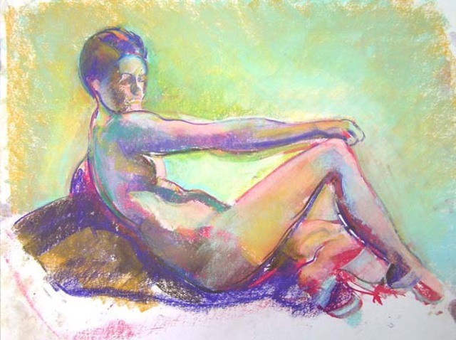Artist Timothy King. 'Kelsey Reclined Hand On Knee' Artwork Image, Created in 2007, Original Pastel Oil. #art #artist
