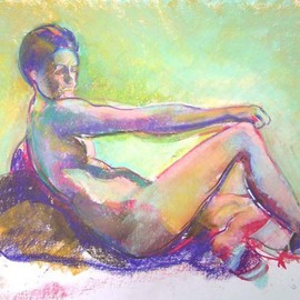 Timothy King: 'Kelsey Reclined hand on Knee', 2007 Pastel, Activism. 