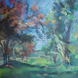 Timothy King: 'Redbuds by Highway 20 Overpass Elgin', 2008 Pastel, Abstract Landscape. 