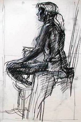 Timothy King: 'Seated Nude', 2003 Charcoal Drawing, nudes. 